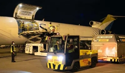 Llegada de vacunas de Pfizer hace algunos días a Colombia.