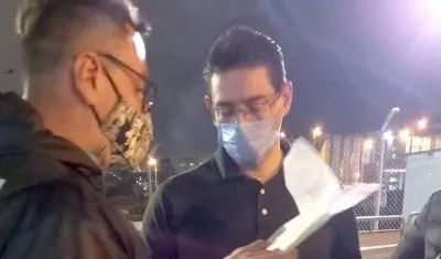 Guillermo Grosso durante diligencia de Fiscalía.