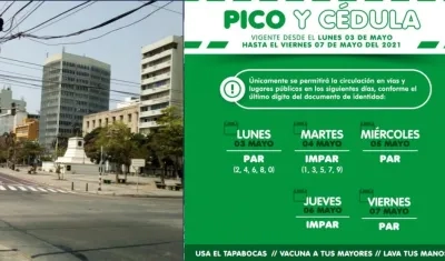 Este será el pico y cédula que rige en Barranquilla del 3 al 7 de mayo.