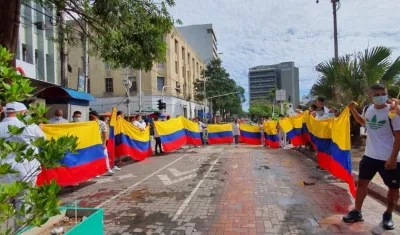 Protesta de los comerciantes del Centro de Barranquilla.
