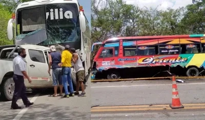 Aspecto de cómo quedaron los tres vehículos tras el accidente. 