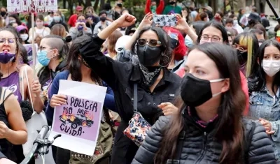 Imagen de la protesta de este viernes en Bogotá.