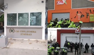 Así quedaron el CAI y varios supermercados en la calle 17. 