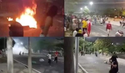 Imágenes de los desmanes y el enfrentamiento.