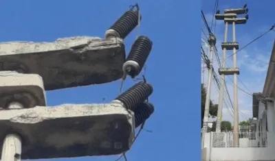 Así se encuentran los aisladores en los postes de energía. 