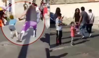 Momento en que 'El Vikingo' agrede al niño. 