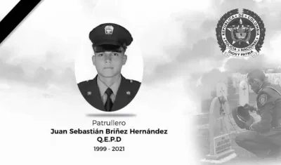 Patrullero Juan Briñez Hernández, fallecido en Cali. 