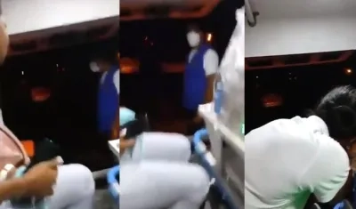 Interior de la ambulancia en la que era movilizada la bebita.