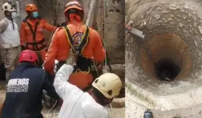 La mujer cayó en este pozo artesanal. 