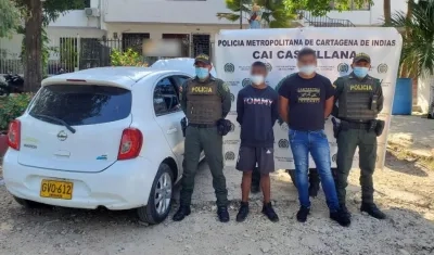 Yefri Yair Pitalúa Teherán y Alexis Garzón Obregón, los dos presuntos homicidas de Javier Enrique Insignares Toro, alias 'JJ'.