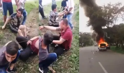 Momento de la violenta acción contra los policías.