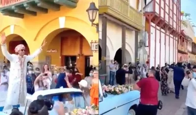Celebración del matrimonio en las calles de Cartagena.