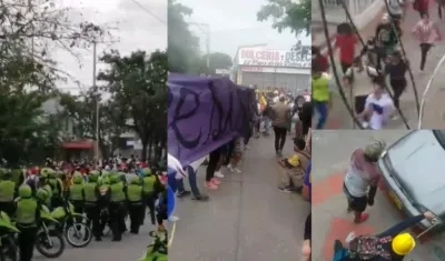 Así fue la protesta a unas calles del estadio Metropolitano de Barranquilla.