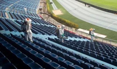 Imagen de la jornada de desinfección.