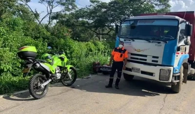 Lugar del acciente en la vía Baranoa - Usiacurí. 