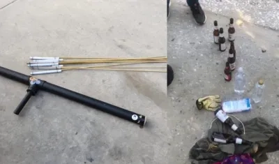 Elementos incautados a jóvenes en Barranquilla.