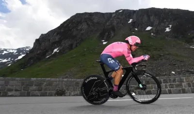 Rigoberto Urán, ciclista colombiano, durante la crono. 