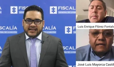 Eduar Alirio Calderón, director Especializado contra la Corrupción, y los dos implicados a la derecha.