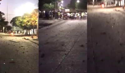 Bloqueo y vandalismo esta noche en el sector de la calle 17.