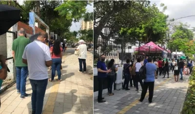 Una fila que le dio la vuelta a la manzana en Unisimón, para recibir la segunda dosis contra el Covid-19.