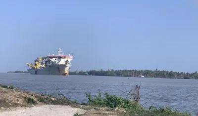 La draga 'Bartolomeu Dias', en su más reciente trabajo.