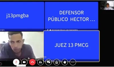 Alias 'El Bebé' durante la audiencia virtual.