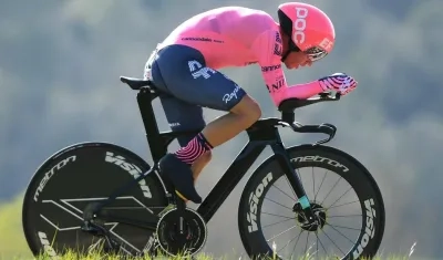 Rigoberto Urán, ciclista colombiano, durante una crono. 