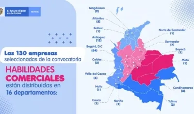 130 empresas seleccionadas en el país por MinTIC para capacitaciones.