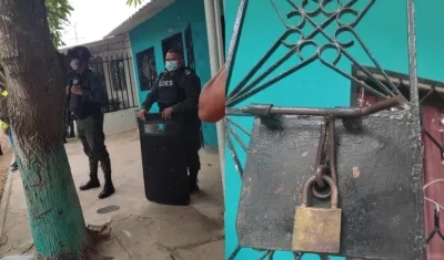 La Policía forzó la reja de la vivienda para ingresar. 