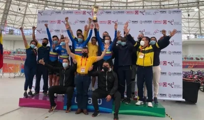 Delegación de Colombia en el Panamericano de ciclismo de pista. 