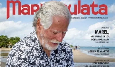 Portada de la revista MaríaMulata, con el poeta del mar Jorge Marel.
