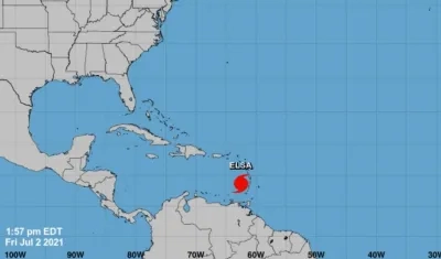 Imagen de la posición actual del huracán 'Elsa'. 
