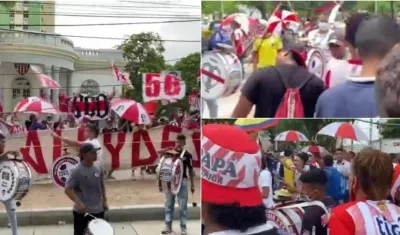 Banderazo en la sede administrativa de Junior. 
