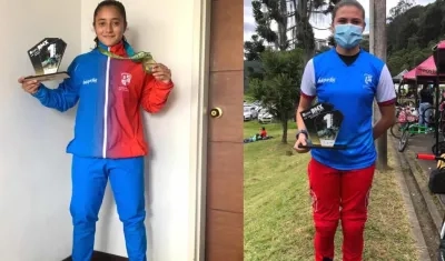 Sharid Fayad y Gabriela Bolle exhibiendo los trofeos.