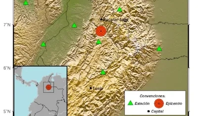 Mapa en el que se observa el epicentro del sismo en Santander.