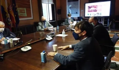 El Alcalde de Barranquilla en reunión con la Agencia Española de Cooperación Internacional para el Desarrollo.