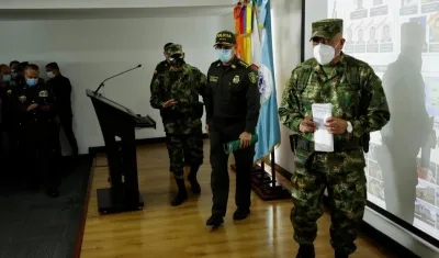 Rueda de prensa de Policía y Ejército sobre reclutamiento de mercenarios en Colombia.