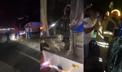 Momentos en que los bomberos rescataban al conductor. 