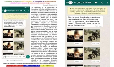 Profesora de UniAtlántico amenazada