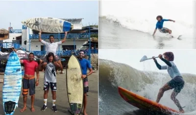 Surfistas del Atlántico durante las competencias. 