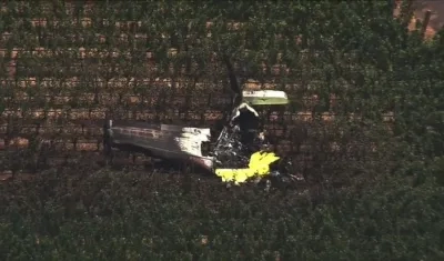 Así quedó la aeronave en el viñedo de Napa, California.