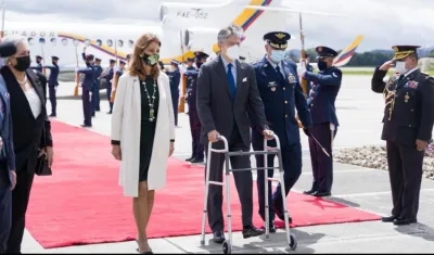 El Presidente de Ecuador Guillermo Lasso, a su llegada a Bogotá.