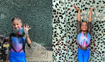 Nathaly Casalles y Andreina Orozco, gimnastas del Atlántico. 