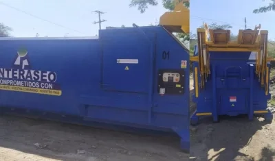 Compactadora de basura puesta en funcionamiento en el mercado de Santa Marta. 