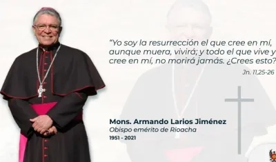 Monseñor Armando Larios Jiménez, obispo emérito de Riohacha.