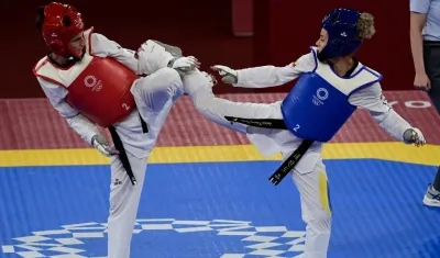 Andrea Ramírez, durante el combate. 