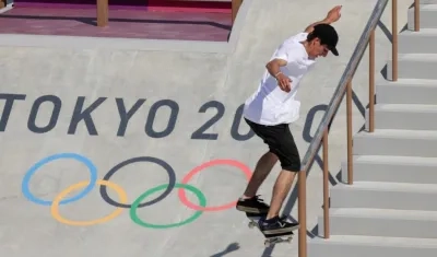 Jhancarlos González durante la prueba de skateboarding. 