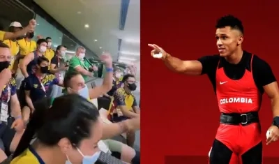 Los atletas mientras veían la participación de Luis Javier Mosquera. 