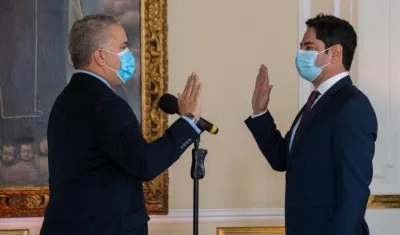 El Presidente Iván Duque y el ministro Guillermo Herrera.