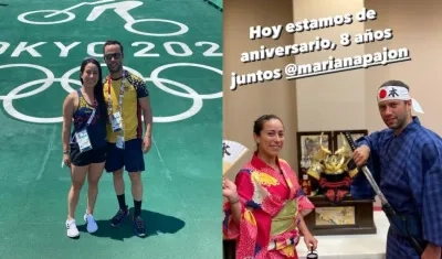 Mariana Pajón y su esposo Vincent Pelluard. 